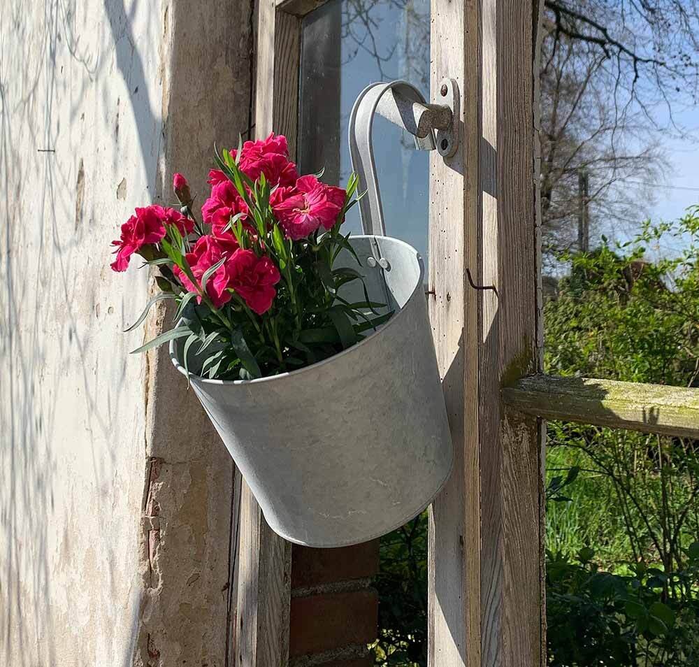Hängetopf Zink Pflanztopf mit Haken Blumentopf Vintage Kräutertopf Balkon Garten