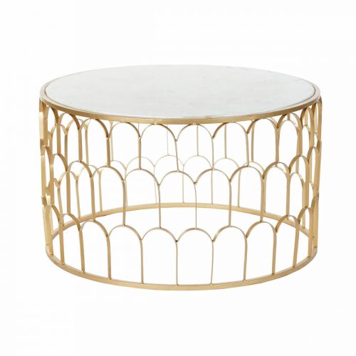 Couchtisch DKD Home Decor Glamour Weiß Mehrfarbig Golden Marmor Eisen 87 x 87 x 51,5 cm
