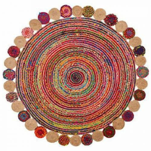 Teppich DKD Home Decor Baumwolle Mehrfarbig Jute (200 x 200 x 1 cm)