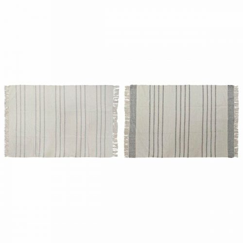 Teppich DKD Home Decor 120 x 180 x 0,75 cm Grau Polyester Weiße Fransen Boho (2 Einheiten)