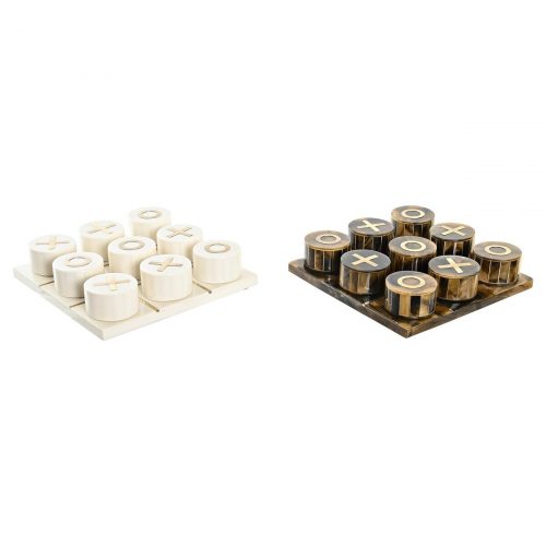 Deko-Figur DKD Home Decor Tischspiel 20,5 x 20,5 x 5 cm Weiß Bernstein Metallic Moderne