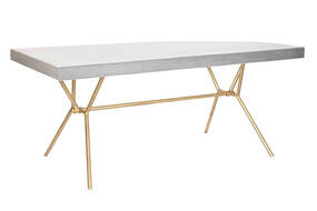 Dining Table DKD Home Decor Grey Golden White Brass Mango wood (180 x 90 x 76 cm)