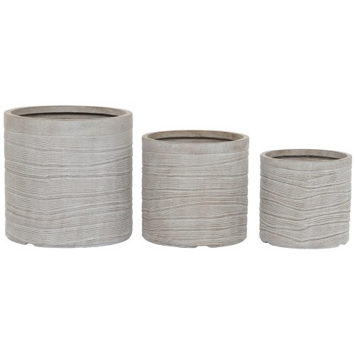 Satz Blumentöpfe Home ESPRIT Beige Fiberglas Magnesium 44,5 x 44,5 x 44 cm (3 Stück)