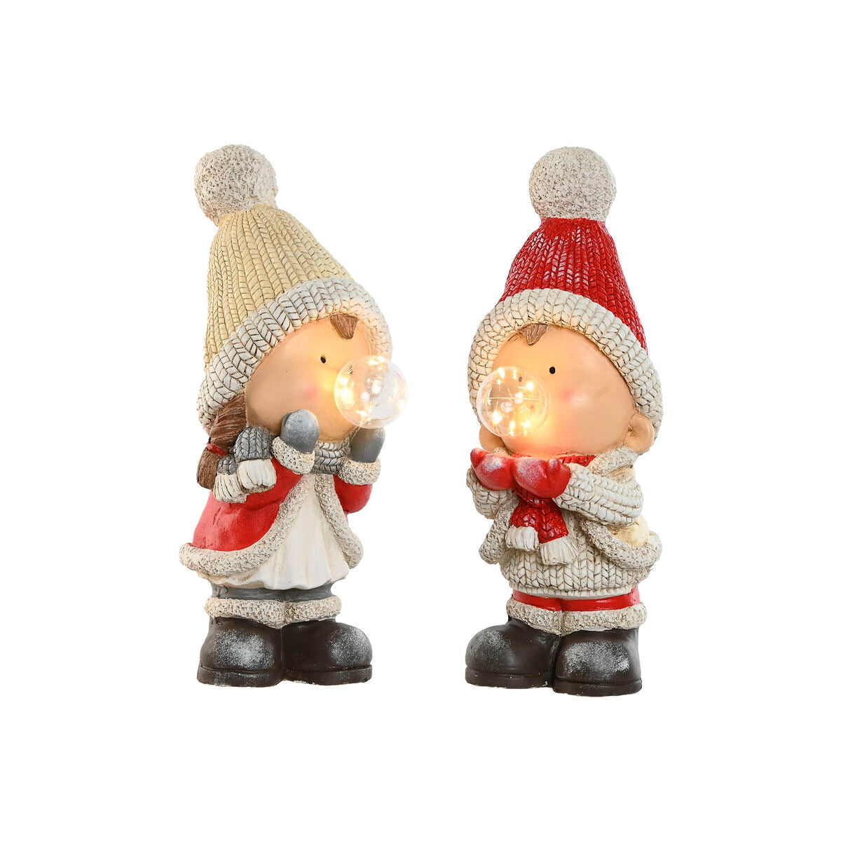 Weihnachtskugel Home ESPRIT Weiß Rot Beige 16,5 x 22 x 45 cm (2 Stück)