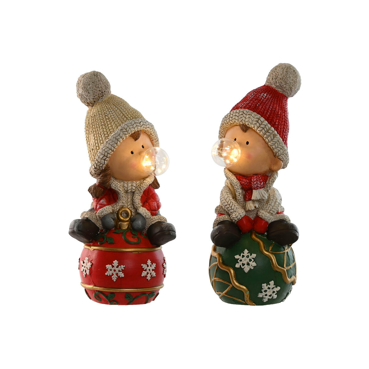 Weihnachtskugel Home ESPRIT Weiß Rot Grün 20,5 x 23 x 51 cm (2 Stück)