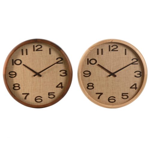 Wanduhr Home ESPRIT Braun natürlich Holz Rattan 40 x 5 x 40 cm (2 Stück)