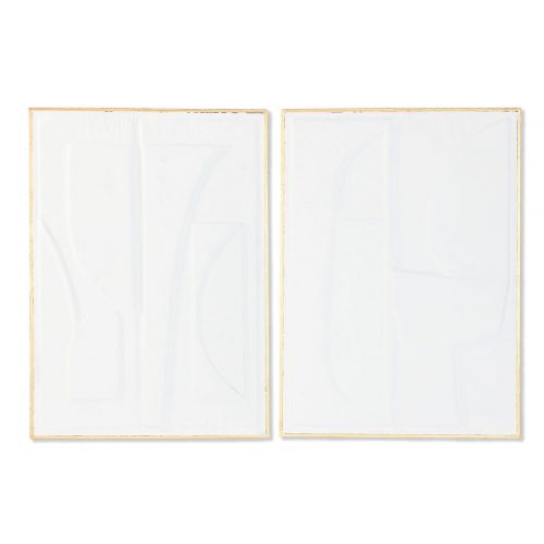 Wanddekoration Home ESPRIT Weiß Gold abstrakt 72,7 x 2,5 x 100,5 cm (2 Stück)