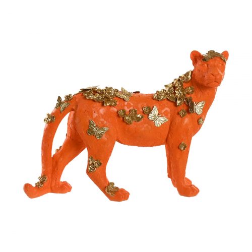 Deko-Figur Home ESPRIT Orange Gold Leopard 60 x 21,5 x 43 cm