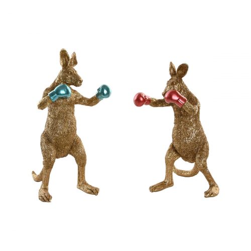 Deko-Figur Home ESPRIT Blau Rot Gold Känguru 23 x 25 x 40,5 cm (2 Stück)