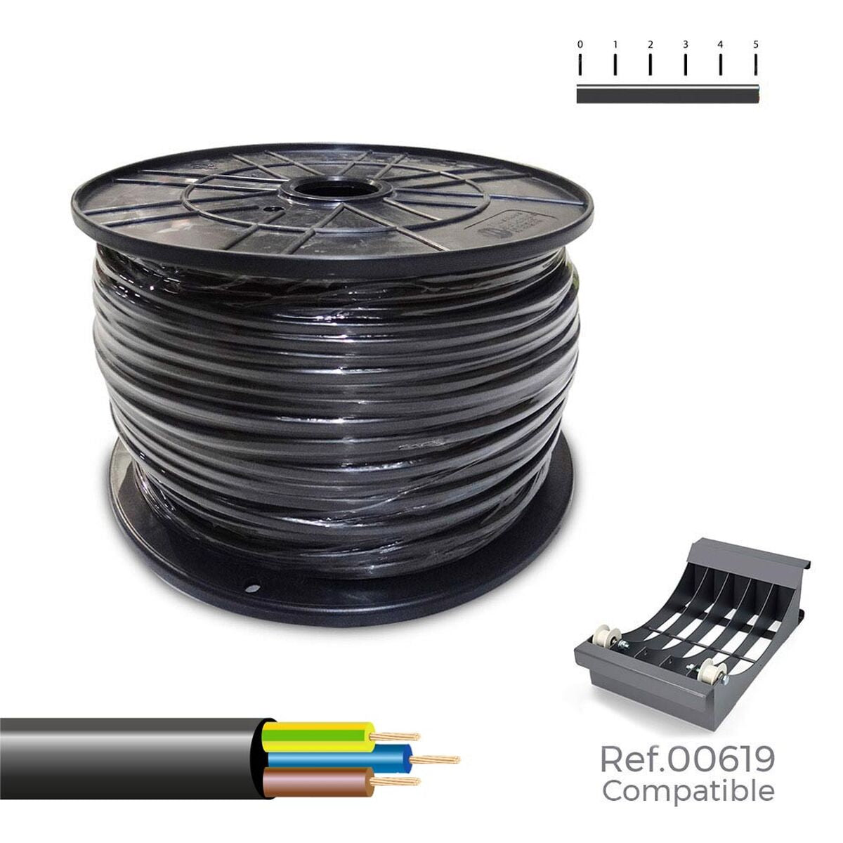 Mehradriges Elektrokabel Sediles Schwarz 3 x 1,5 mm 100 m H05VV-F