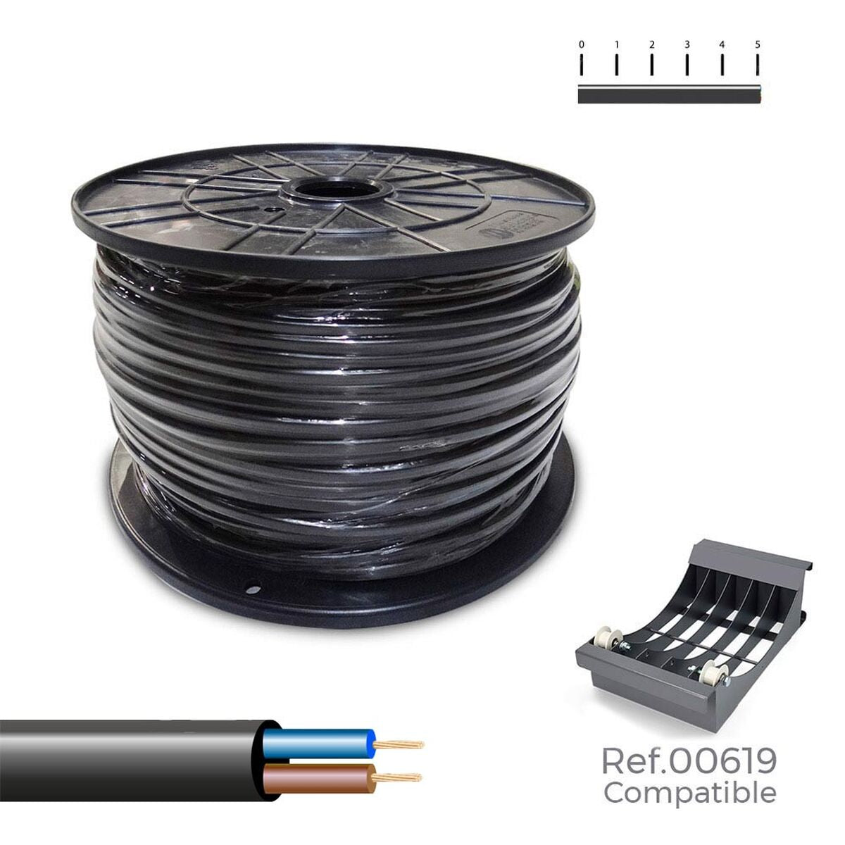 Mehradriges Elektrokabel Sediles Schwarz 2 x 1 mm 300 m H05VV-F