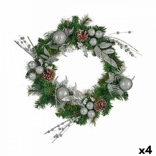 Weihnachtskranz Krist+ K1912698-1 grün Silberfarben 60 x 13 x 60 cm (4 Stück)