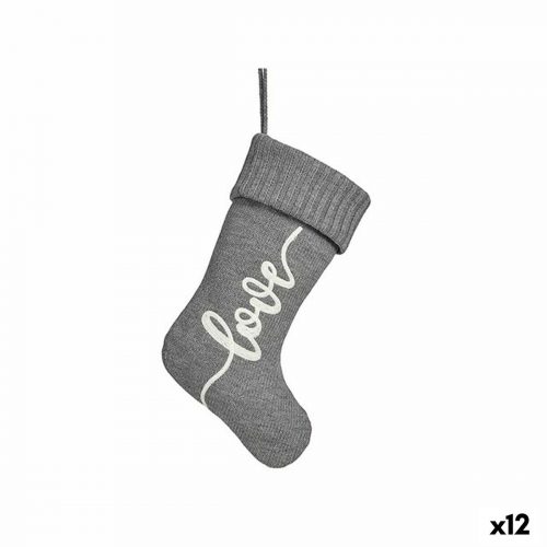 Weihnachtsschmuck Love Weihnachtsstrumpf Grau Stoff 28 x 4 x 46 cm (12 Stück)