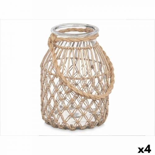 Kerzenschale Gefäß Durchsichtig natürlich Glas Schnur 20 x 30 cm (4 Stück)