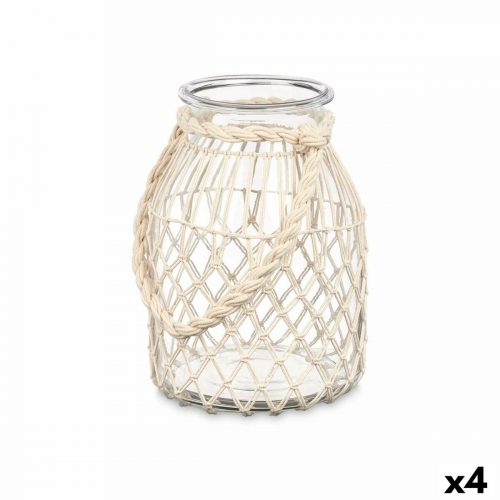 Kerzenschale Gefäß Weiß Durchsichtig Glas Schnur 20 x 30 cm (4 Stück)