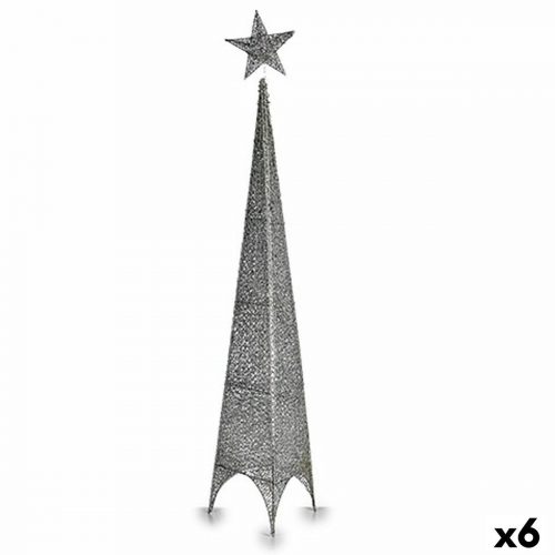 Weihnachtsbaum Krist+ 00157 Silberfarben Metall Kunststoff Stern Turm 28 x 127 x 28 cm (6 Stück)