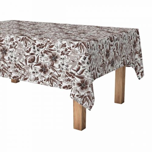 Tischtuchrolle Exma Anti-Flecken Blumen 140 cm x 25 m Braun