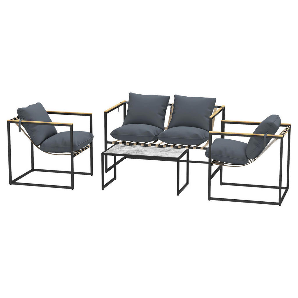 Outsunny Gartenmöbel-Set grau Polyester B/H/L: ca. 70x67x114 cm