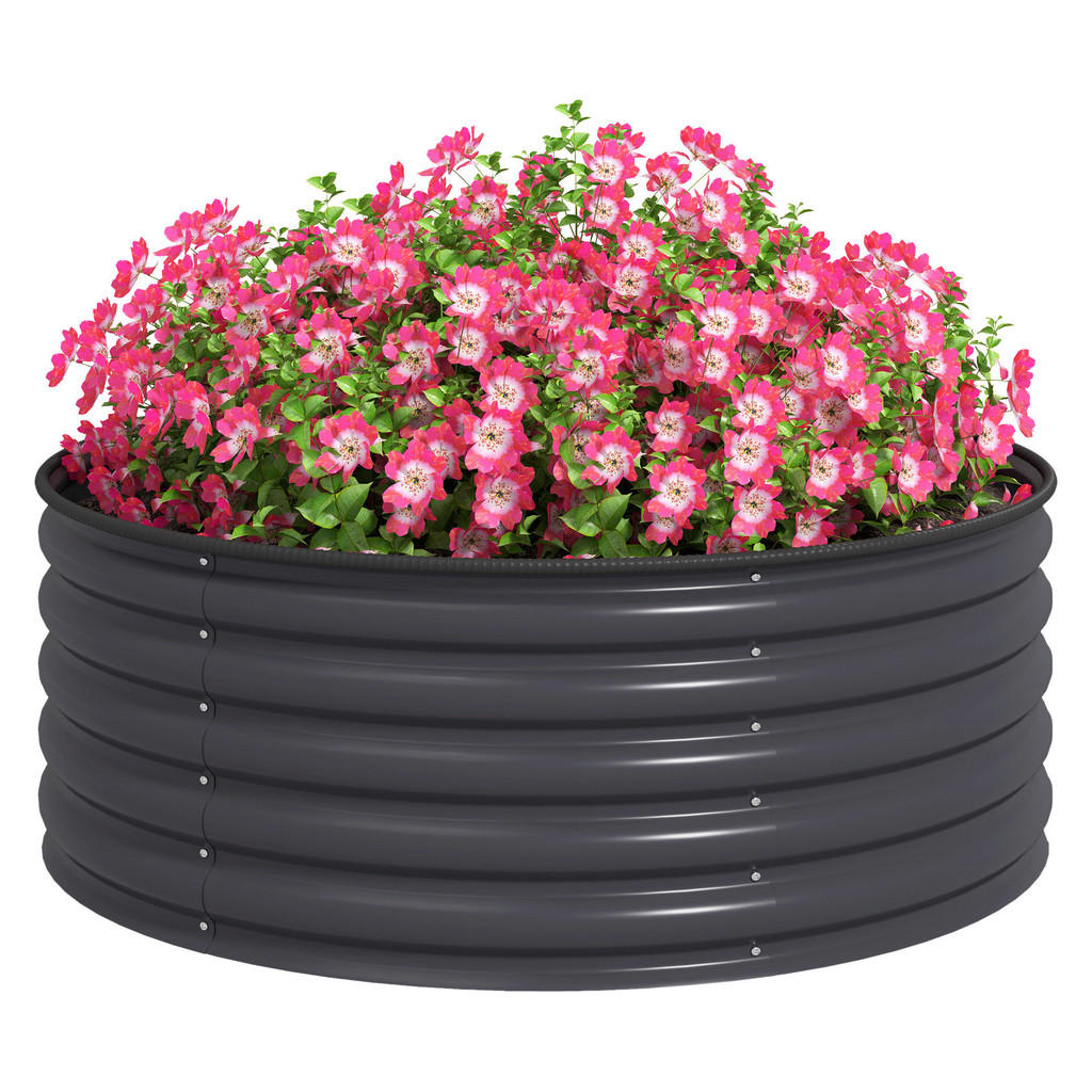 Outsunny Hochbeet dunkelgrau Stahl B/H/L: ca. 120x43x120 cm