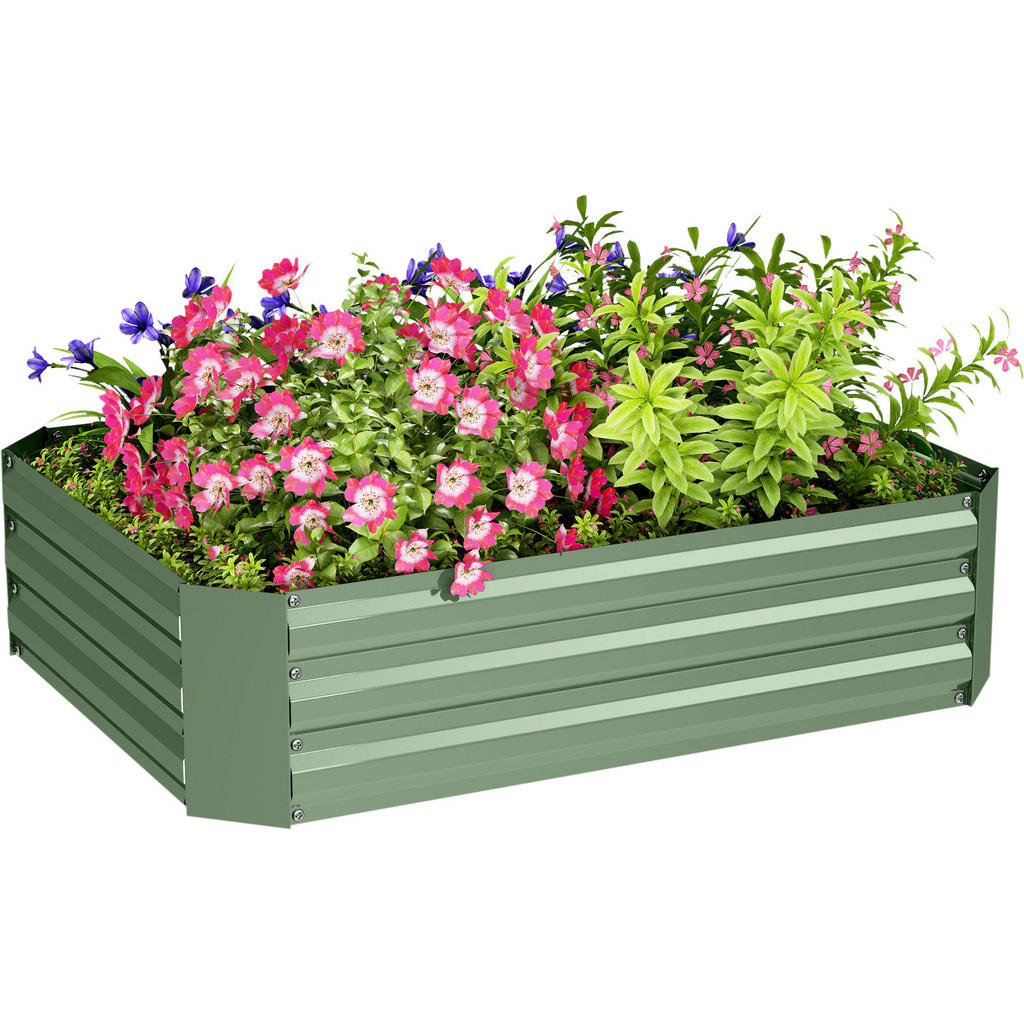 Outsunny Hochbeet dunkelgrün Stahl B/H/L: ca. 90x30x120 cm