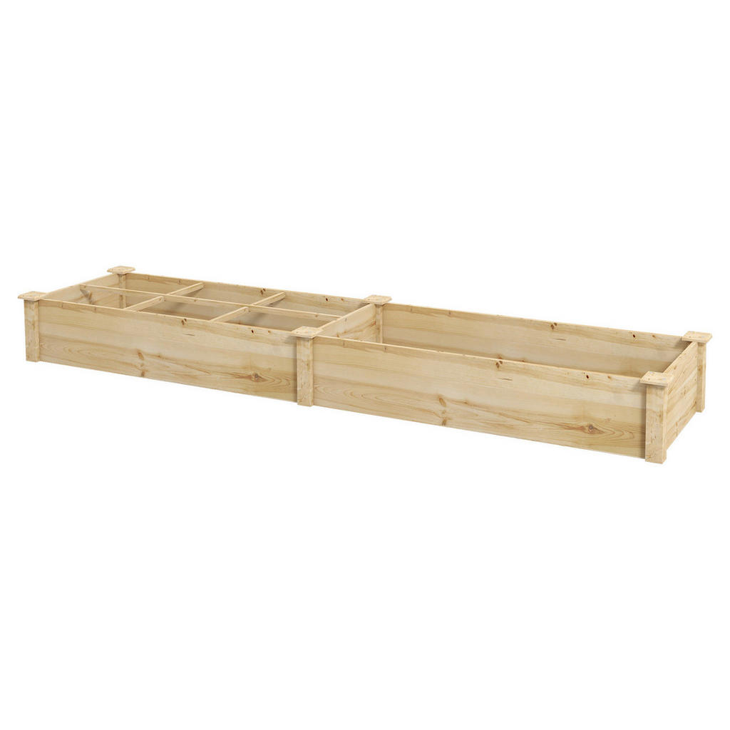 Outsunny Hochbeet natur Holz B/H/L: ca. 60x25x237 cm