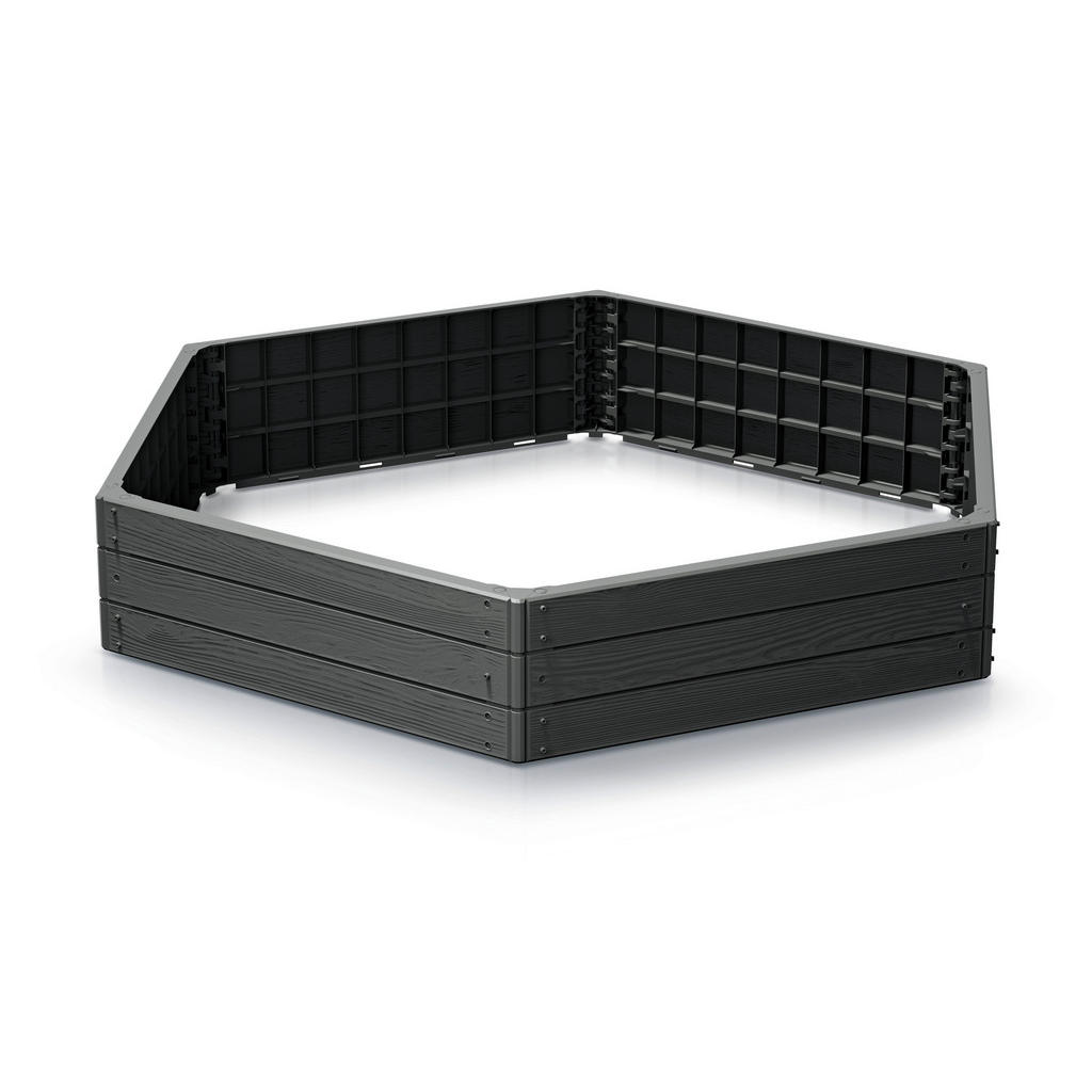 Prosperplast Hochbeet Base Woody anthrazit Kunststoff B/H/L: ca. 129x25x148 cm